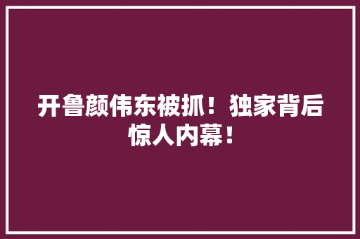 开鲁颜伟东被抓！独家背后惊人内幕！ 神马SEO