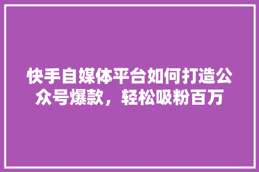 快手自媒体平台如何打造公众号爆款，轻松吸粉百万 必应SEO