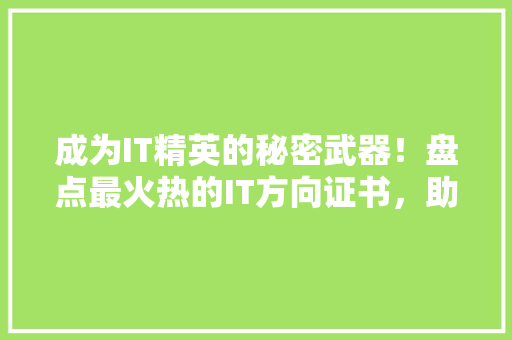成为IT精英的秘密武器！盘点最火热的IT方向证书，助你一臂之力！ 搜狗SEO