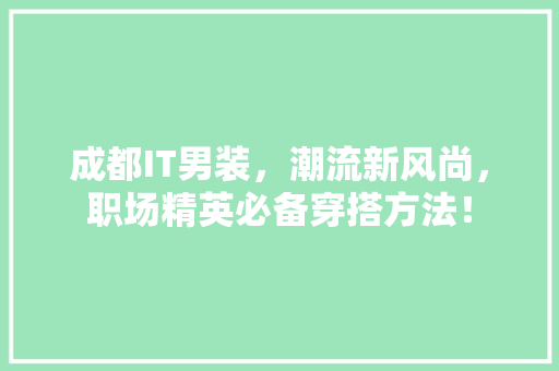 成都IT男装，潮流新风尚，职场精英必备穿搭方法！ 百度SEO