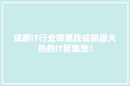 成都IT行业哪里找成都最火热的IT聚集地！ 必应SEO