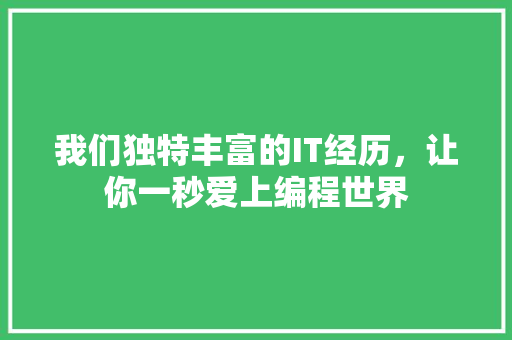 我们独特丰富的IT经历，让你一秒爱上编程世界 必应SEO