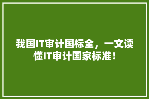 我国IT审计国标全，一文读懂IT审计国家标准！ 百度SEO