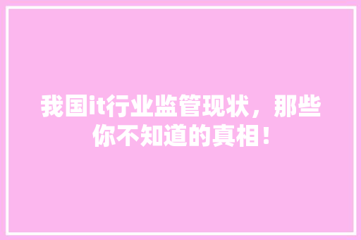 我国it行业监管现状，那些你不知道的真相！ 必应SEO