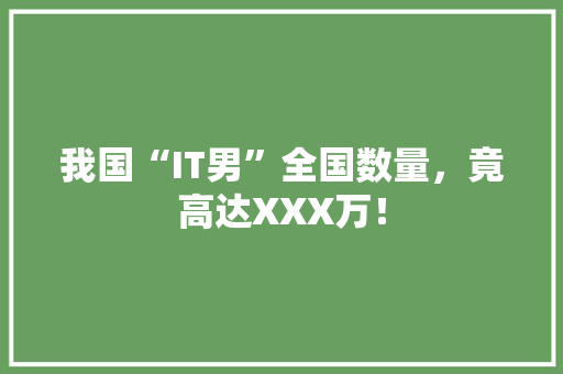 我国“IT男”全国数量，竟高达XXX万！ 必应SEO