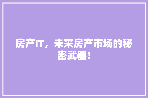 房产IT，未来房产市场的秘密武器！ 神马SEO