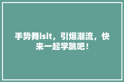 手势舞isit，引爆潮流，快来一起学跳吧！ GoogleSEO