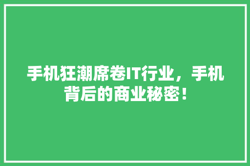 手机狂潮席卷IT行业，手机背后的商业秘密！ 必应SEO