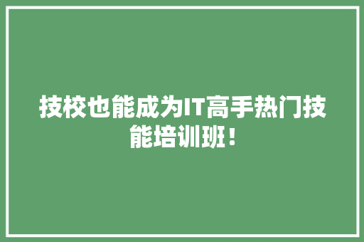 技校也能成为IT高手热门技能培训班！ 神马SEO