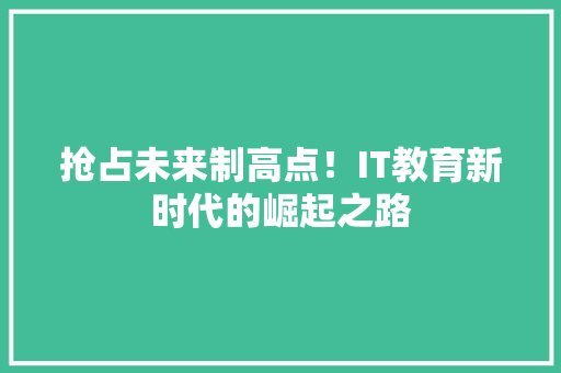 抢占未来制高点！IT教育新时代的崛起之路 百度SEO