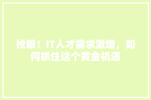 抢眼！IT人才需求激增，如何抓住这个黄金机遇 神马SEO