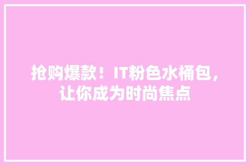 抢购爆款！IT粉色水桶包，让你成为时尚焦点 GoogleSEO