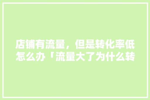 店铺有流量，但是转化率低怎么办「流量大了为什么转化低了呢」 店铺有流量，但是转化率低怎么办「流量大了为什么转化低了呢」 搜狗SEO