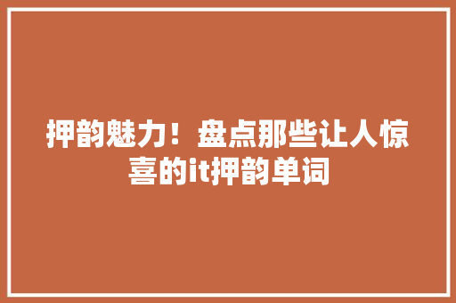 押韵魅力！盘点那些让人惊喜的it押韵单词 必应SEO