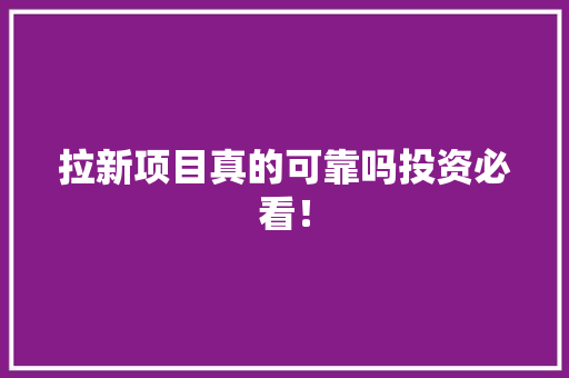 拉新项目真的可靠吗投资必看！ 神马SEO