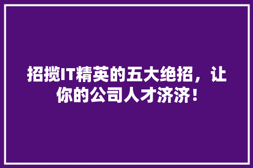 招揽IT精英的五大绝招，让你的公司人才济济！ 必应SEO