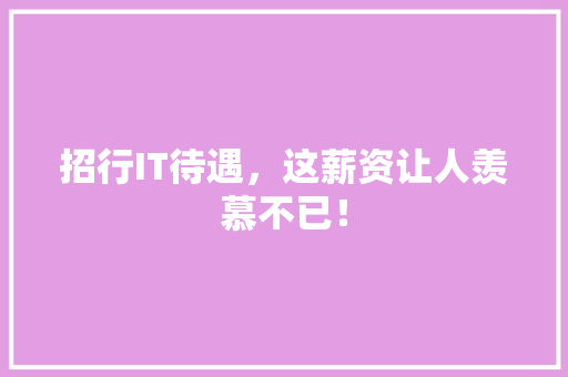 招行IT待遇，这薪资让人羡慕不已！ GoogleSEO