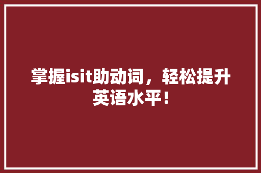 掌握isit助动词，轻松提升英语水平！ 必应SEO
