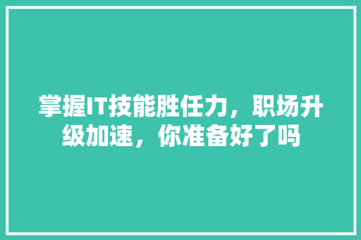 掌握IT技能胜任力，职场升级加速，你准备好了吗 神马SEO