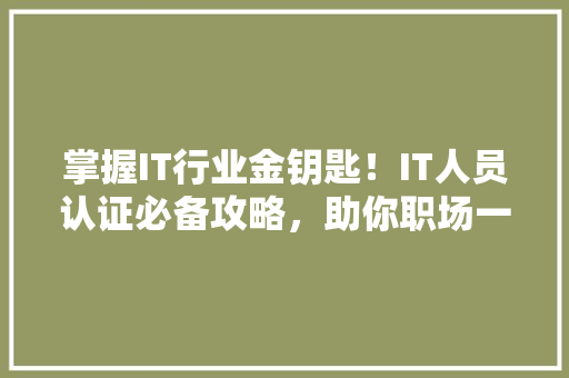 掌握IT行业金钥匙！IT人员认证必备攻略，助你职场一路开挂！ GoogleSEO