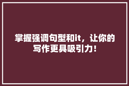 掌握强调句型和it，让你的写作更具吸引力！ 必应SEO