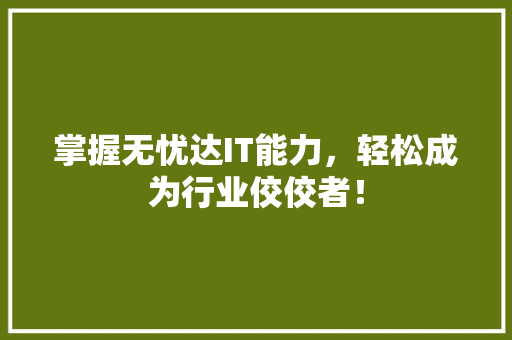 掌握无忧达IT能力，轻松成为行业佼佼者！ 百度SEO