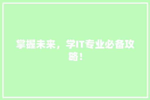 掌握未来，学IT专业必备攻略！ 神马SEO