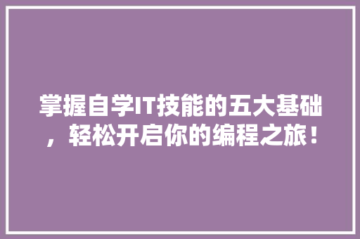 掌握自学IT技能的五大基础，轻松开启你的编程之旅！ 百度SEO