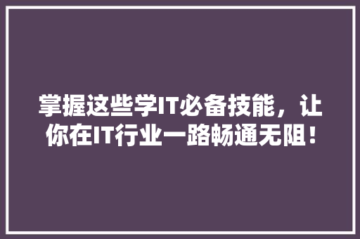 掌握这些学IT必备技能，让你在IT行业一路畅通无阻！ 必应SEO