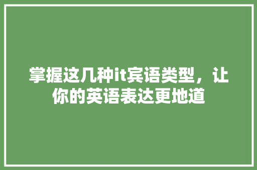 掌握这几种it宾语类型，让你的英语表达更地道 必应SEO