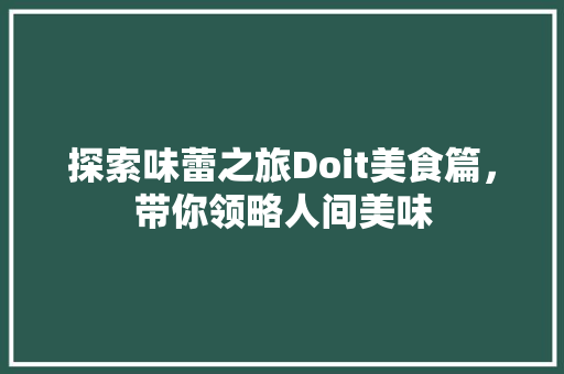 探索味蕾之旅Doit美食篇，带你领略人间美味 必应SEO