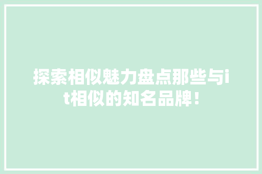 探索相似魅力盘点那些与it相似的知名品牌！ 必应SEO