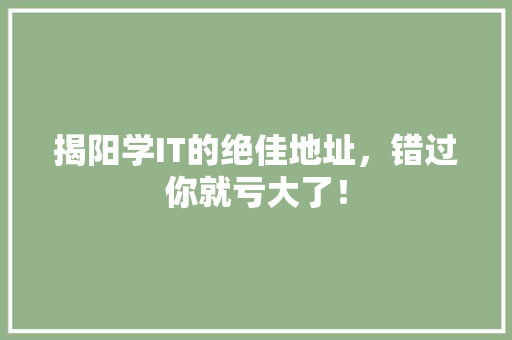 揭阳学IT的绝佳地址，错过你就亏大了！ GoogleSEO