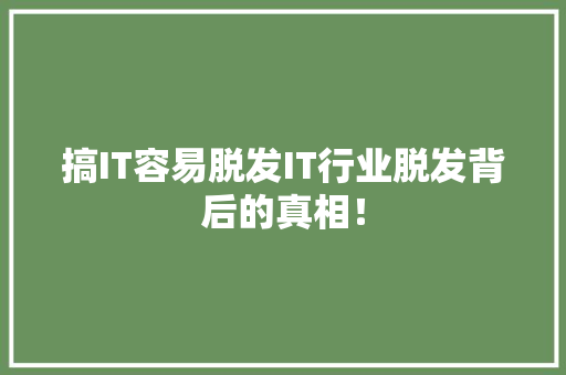 搞IT容易脱发IT行业脱发背后的真相！ 必应SEO