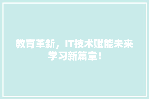 教育革新，IT技术赋能未来学习新篇章！ 百度SEO