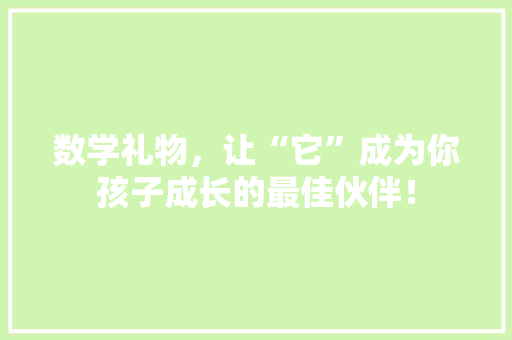 数学礼物，让“它”成为你孩子成长的最佳伙伴！ GoogleSEO