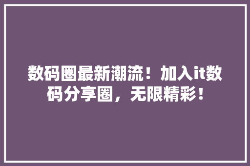 数码圈最新潮流！加入it数码分享圈，无限精彩！ 必应SEO