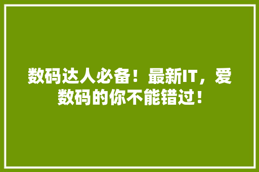 数码达人必备！最新IT，爱数码的你不能错过！ 神马SEO