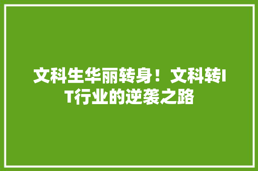 文科生华丽转身！文科转IT行业的逆袭之路 GoogleSEO