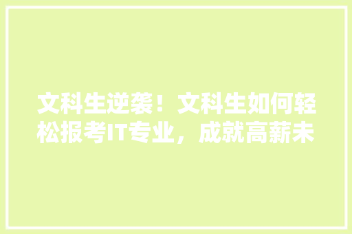 文科生逆袭！文科生如何轻松报考IT专业，成就高薪未来！ 神马SEO