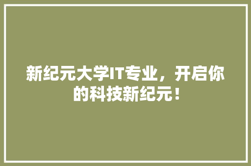 新纪元大学IT专业，开启你的科技新纪元！ 神马SEO