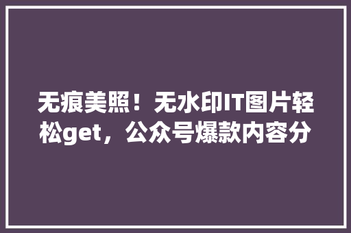 无痕美照！无水印IT图片轻松get，公众号爆款内容分享 百度SEO