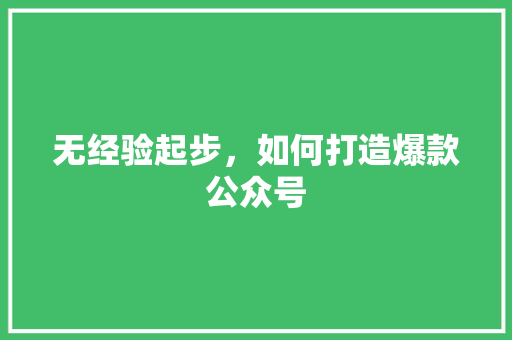 无经验起步，如何打造爆款公众号 搜狗SEO