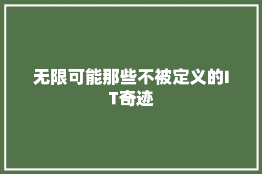 无限可能那些不被定义的IT奇迹 神马SEO