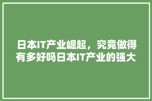 日本IT产业崛起，究竟做得有多好吗日本IT产业的强大之处！ 必应SEO