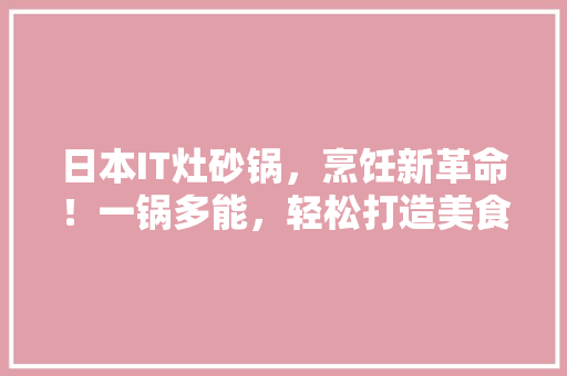 日本IT灶砂锅，烹饪新革命！一锅多能，轻松打造美食盛宴！ 百度SEO