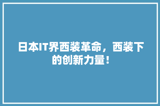 日本IT界西装革命，西装下的创新力量！ 搜狗SEO
