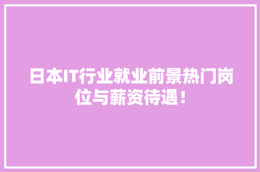 日本IT行业就业前景热门岗位与薪资待遇！ 必应SEO