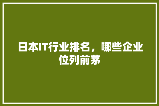 日本IT行业排名，哪些企业位列前茅 搜狗SEO