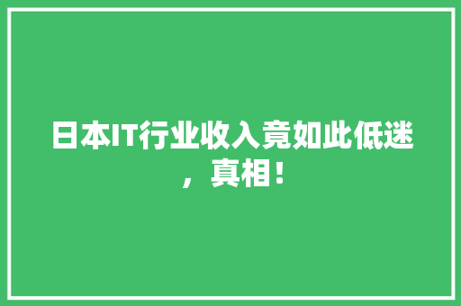 日本IT行业收入竟如此低迷，真相！ 百度SEO